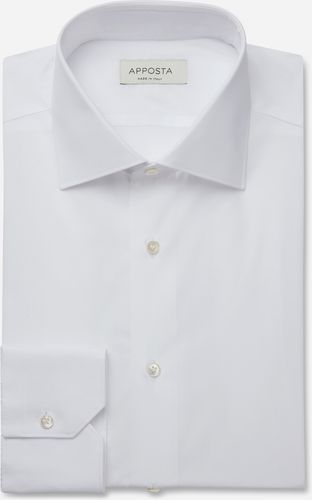 Camicia tinta unita bianco 100% puro cotone popeline giza 87, collo stile collo semifrancese