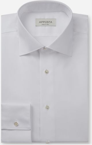 Camicia tinta unita bianco 100% cotone wrinkle free oxford doppio ritorto, collo stile collo semifrancese