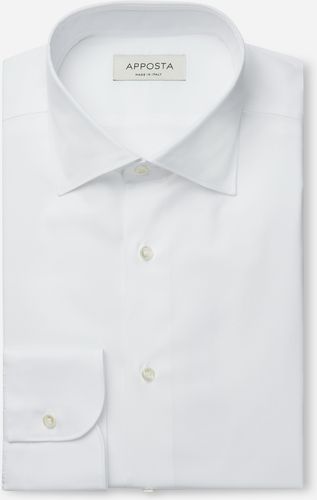 Camicia tinta unita bianco 100% puro cotone popeline giza 87, collo stile collo semifrancese