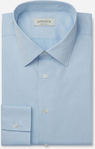 Camicia tinta unita azzurro 100% puro cotone pinpoint doppio ritorto, collo stile collo italiano basso