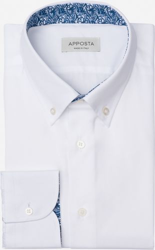 Camicia tinta unita bianco 100% cotone stiro facile twill, collo stile collo button down piccolo