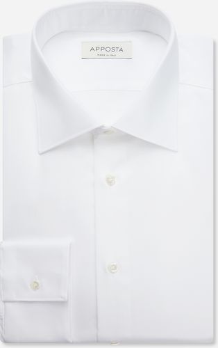 Camicia tinta unita bianco 100% cotone stiro facile popeline, collo stile collo semifrancese