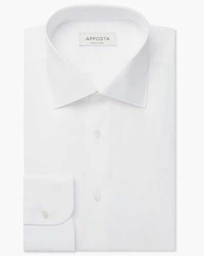 Camicia tinta unita bianco 100% puro cotone popeline giza 87, collo stile collo semifrancese