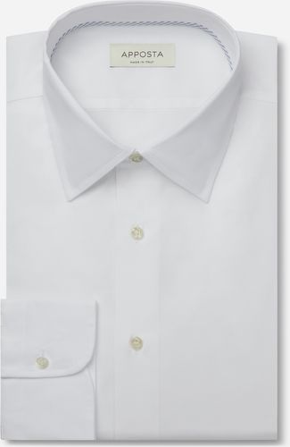 Camicia tinta unita bianco 100% puro cotone giro inglese doppio ritorto, collo stile collo italiano basso