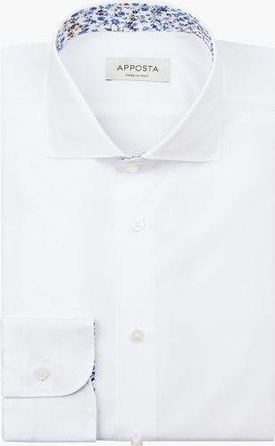 Camicia tinta unita bianco 100% puro cotone pinpoint doppio ritorto supima, collo stile collo francese basso