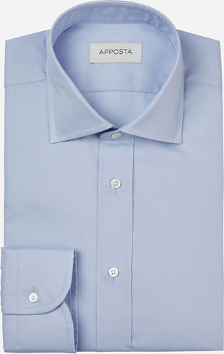Camicia tinta unita azzurro 100% cotone anti-macchia twill doppio ritorto oekotex, collo stile collo semifrancese