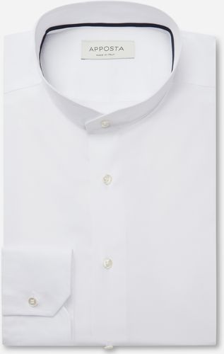 Camicia tinta unita bianco stretch popeline viroformula, collo stile collo alla coreana smussato