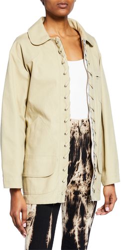 Tie-Waist Lace-Up Pique Jacket