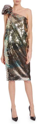 Animal-Print Sequined Cocktail Dress