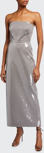 Strapless Sequined Gabardine Cocktail Dress