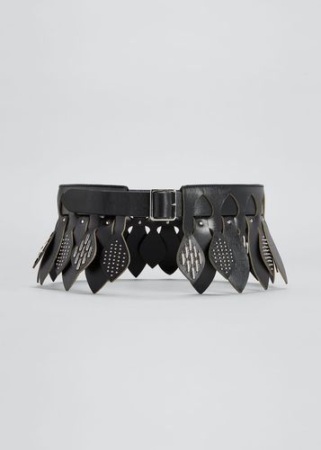 Leaf Studded Leather Belt