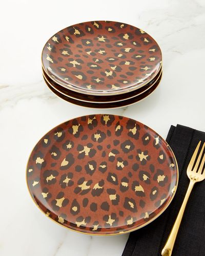 Leopard Dessert Plates, Set of 4