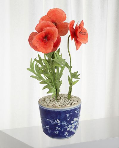 Poppy August Birth Flower in Ceramic Pot