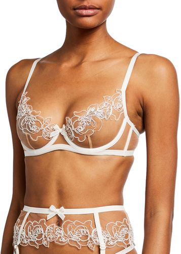 Lindie Floral-Tulle Half-Cup Bra