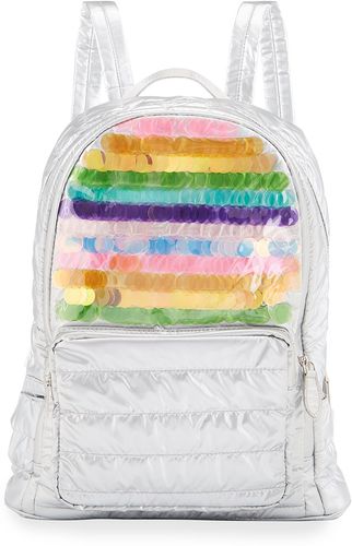 Girls' Rainbow Sequin Quilted Puffy Backpack