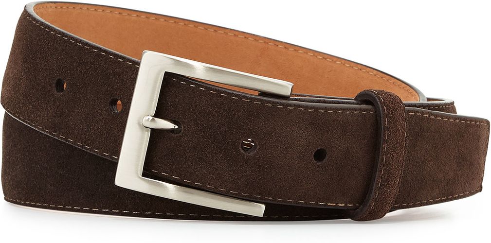 Suede Belt, Dark Brown