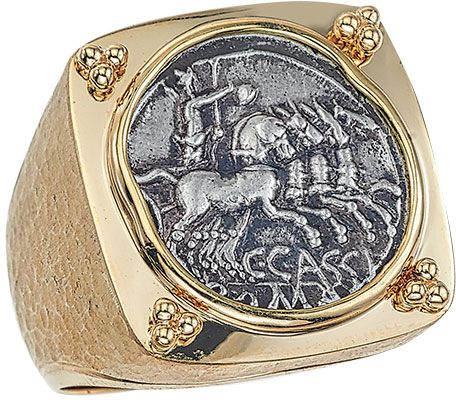 Ancient Neptune Coin 18K Gold Ring