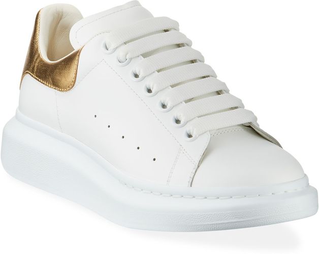 Leather Platform Sneakers with Metallic Back