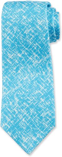 Scratch-Print Silk Tie, Aqua