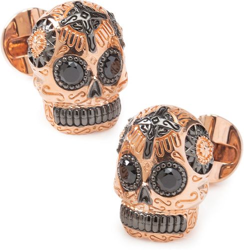 Rose Gold & Black Day of the Dead Skull Cufflinks