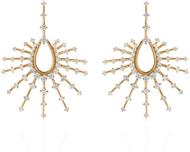 18k Small Open Drop Earrings w/ Diamonds