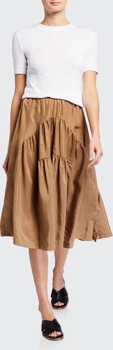 Shirred Panel A-Line Skirt