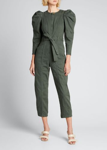 Pascal Puff-Sleeve Belted Jumpsuit