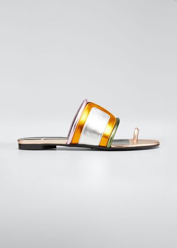 Targa Metallic Colorblock Slide Sandals