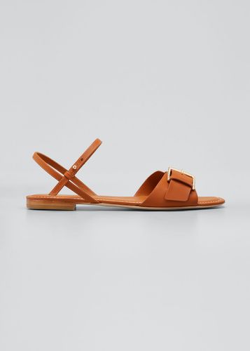 Sofia Leather Buckle Flat Sandals