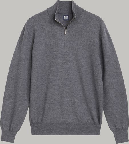 maglia mezza zip grigio scuro in lana merino