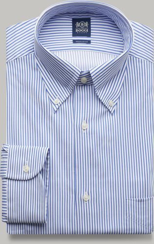 camicia in cotone a righe bluette regular fit