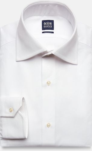 camicia bianca in piqué di cotone regular fit