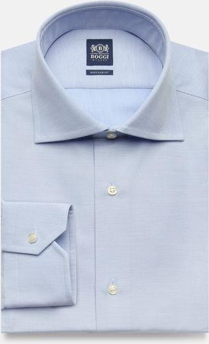 camicia azzurra in piqué di cotone regular fit