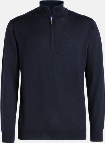 maglia mezza zip navy in lana merino extrafine