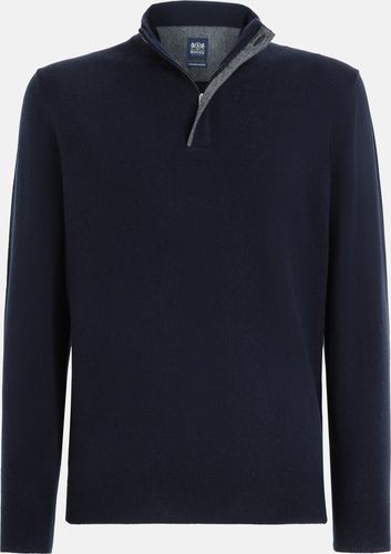 maglia mezza zip navy in lana cashmere