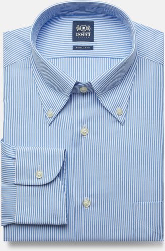 camicia a righe azzurre in cotone regular fit