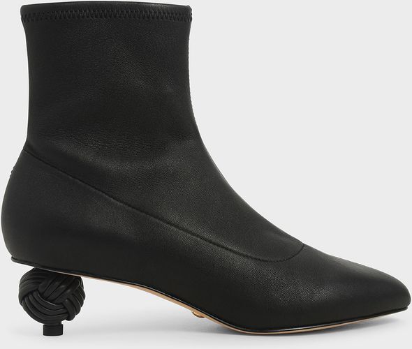 Leather Sculptural Heel Ankle Boots