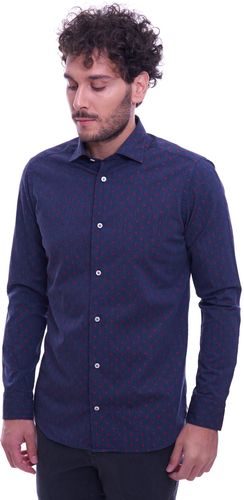 CAMICIA MASTRICAMICIAI SLIM FIT A POIS BLU E ROSSA