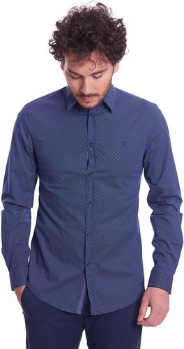 CAMICIA TRUSSARDI JEANS A FANTASIA SLIM FIT BLU