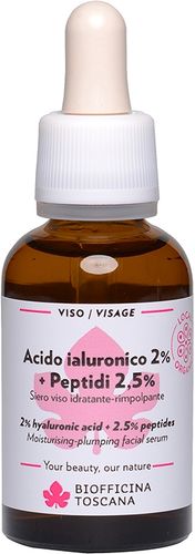 Siero Idratente-Rimpolpante Acido Ialuronico 2% + Peptidi 2,5% 30 ml Biofficina Toscana