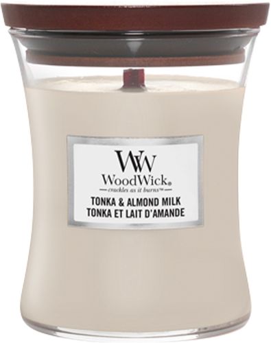 Tonka & Almond Milk Candele in Vetro Media 275 gr WOODWICK