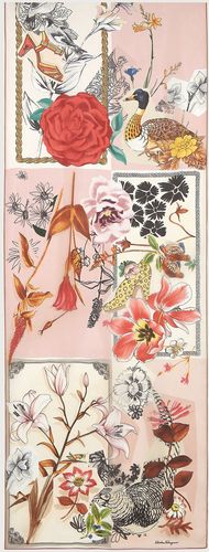 Donna Sciarpe in seta stampa Scrapbook Rosa