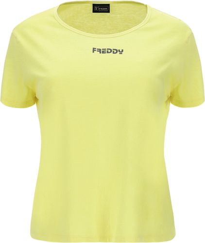 T-shirt corta in jersey leggero fluo con piccolo logo nero