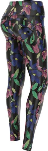 Pantaloni push up a vita alta WR.UP® in similpelle floreale