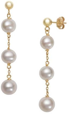 Freshwater Cultured Pearl Tin-Cup Earrings in 10K Yellow Gold