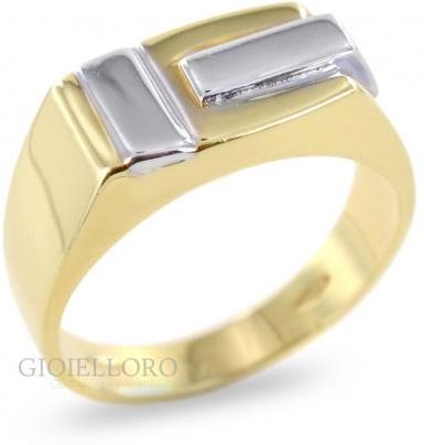 anello da uomo in oro giallo e bianco