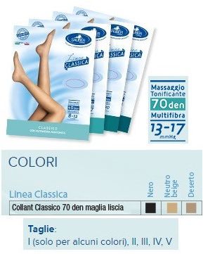 Sauber Collant 70 Denari Maglia Liscia Nero 3 Linea Classica - Desa Pharma Srl