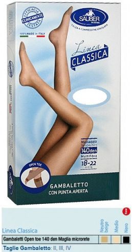 Sauber Gambaletto Open Toe Maglia Microrete 140 Den Colore Medio Taglia 2 Linea Classica - Desa Pharma Srl