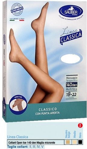 Sauber Collant Open Toe Maglia Microrete 140 Den Colore Neutro Beige 5 Linea Classica - Desa Pharma Srl