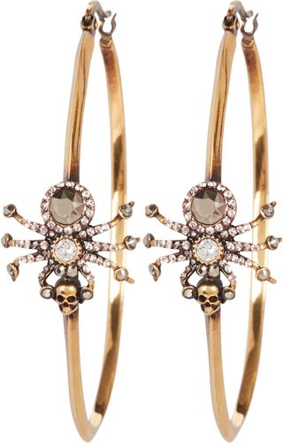 Spider Crystal Hoop Earrings, Gold 1SIZE